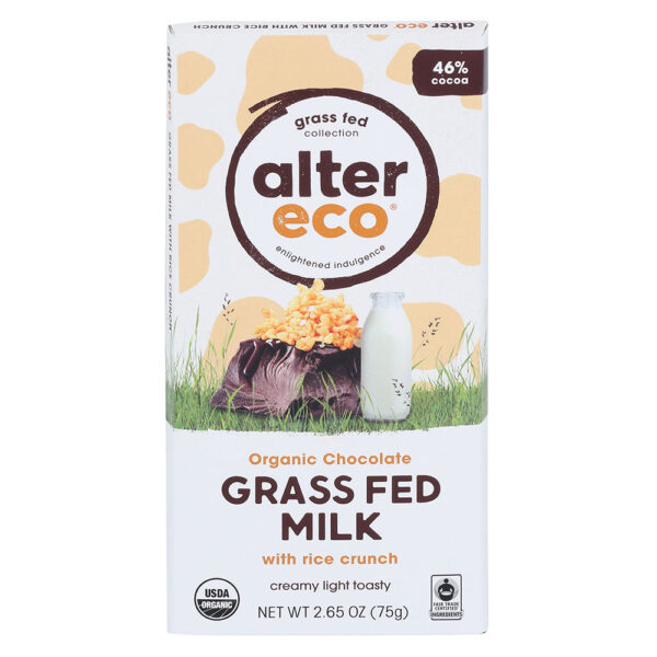 1 Alter Eco Organic Grass Fed Milk Chocolate Rice Crunch 236978 front