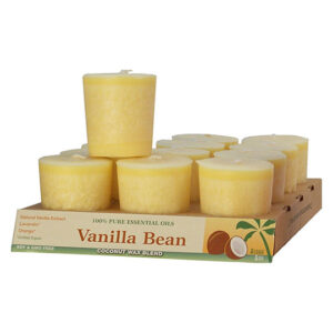 1 Aloha Bay Eco Palm Wax Candles Vanilla Bean Cream Votive Candles 12 pack 225426 Front