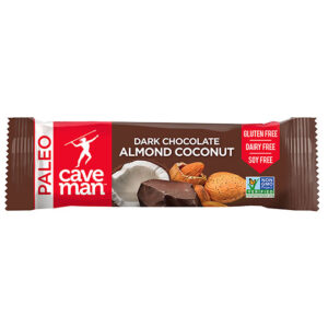 1 Caveman Foods Dark Chocolate Almond Coconut Nutrition Bars 15 bars per box 227775 front
