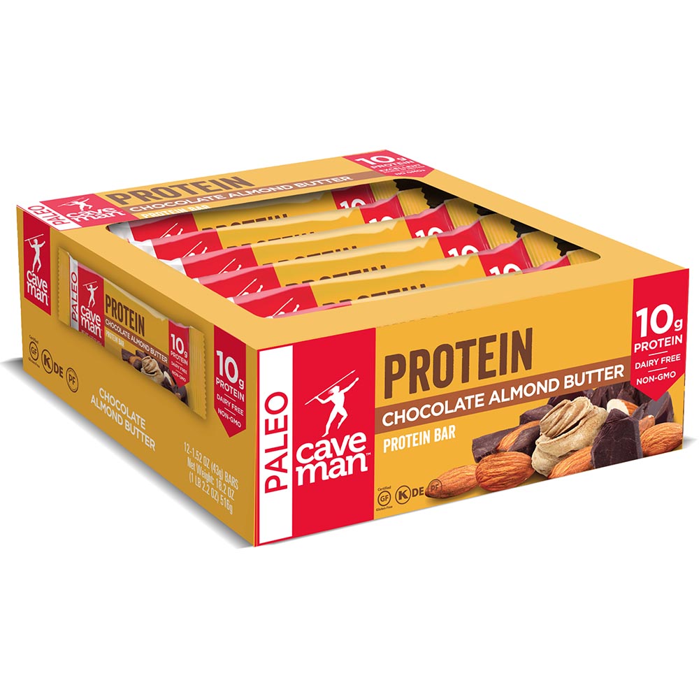 1 Caveman Protein Bar Chocolate Almond Butter 235342 front