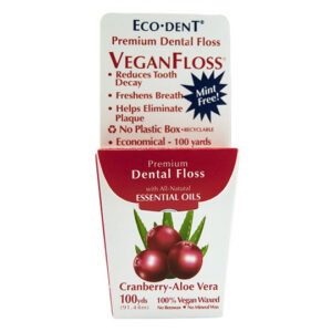 1 Eco Dent VeganFloss Cranberry Aloe Vera 100 yards 230639 front