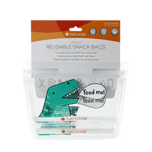 1 Full Circle Reusable Ziptuck Bags Kids Snack Bag 2 count Dinos 232682 front