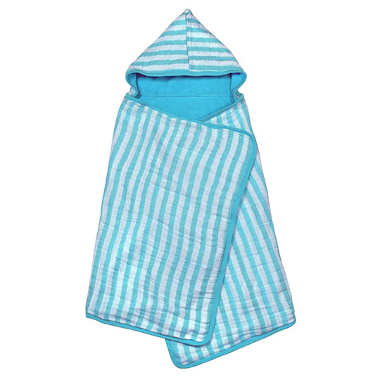 1 Green Sprouts Towels Organic Cotton Muslin Hooded Towel Aqua 232677 front