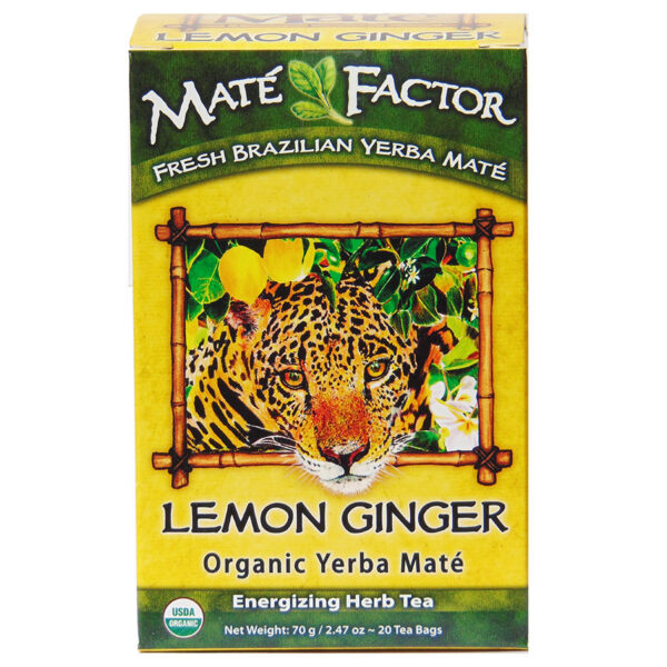 1 Mate Factor CertiFied Organic Yerba Mate Lemon Ginger 220523 Front