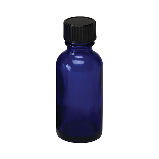 1 aura cacia cobalt blue boston round bottle with cap 8670 front