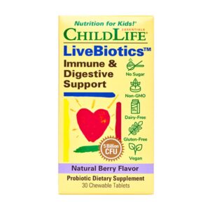 1 Child Life LiveBiotics Immune Digestive Support 30 chewable tablets front 238852