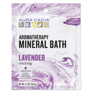 1 aura cacia mineral bath packet lavender 188616 front