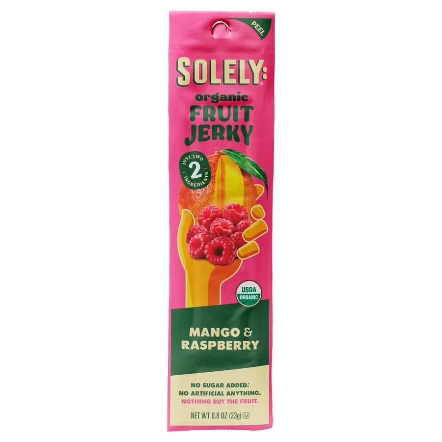 Solely Organic Mango Raspberry Fruit Jerky 0 8oz Front 241705