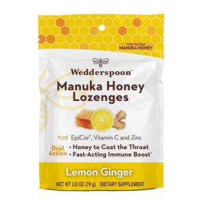Wedderspoon Lemon Ginger Manuka Honey Lozenges 2.6 oz. bag