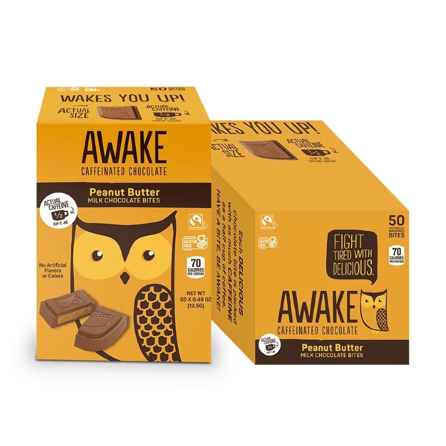 Awake Caffeinated Peanut Butter Chocolate Bites Gravity Bin 50 (0.48 oz.) count