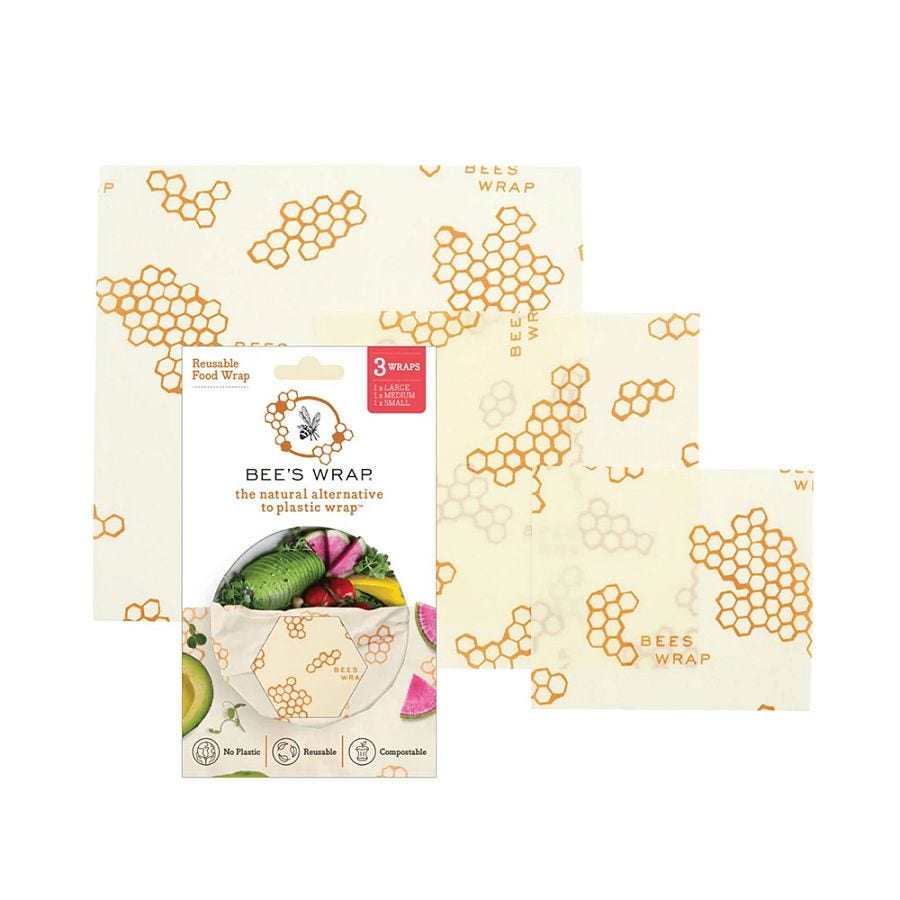 Bee's Wrap Honeycomb Organic Cotton Beeswax Wraps Assorted Sizes 3-pack