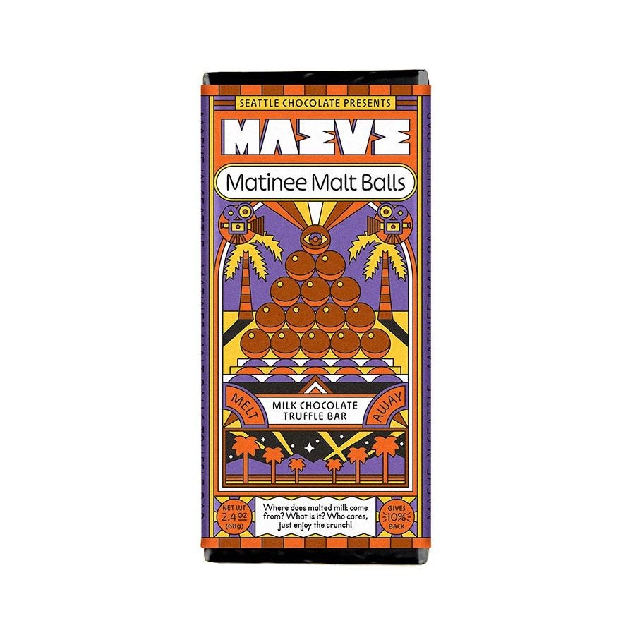 Maeve Matinee Malt Balls Milk Chocolate Truffle Bar 2.4 oz.