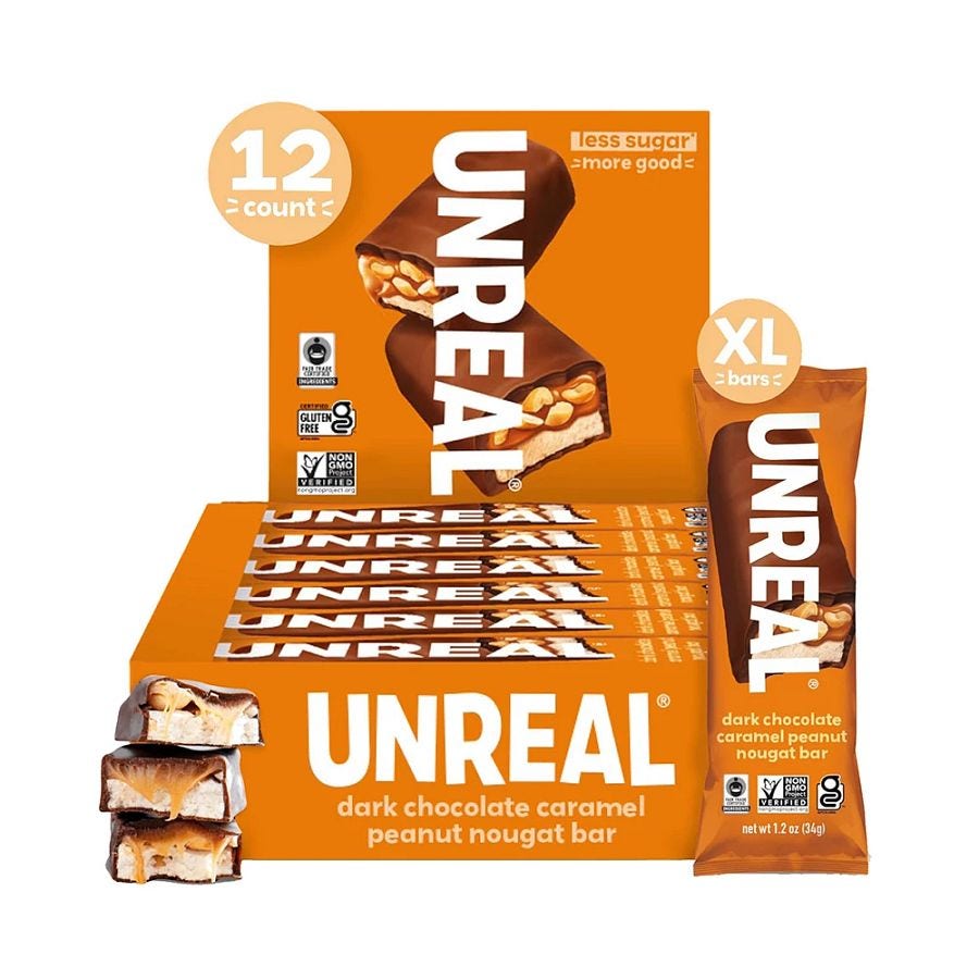 Unreal Dark Chocolate Caramel Peanut Nougat Bars 12 (1.2 oz.) packs