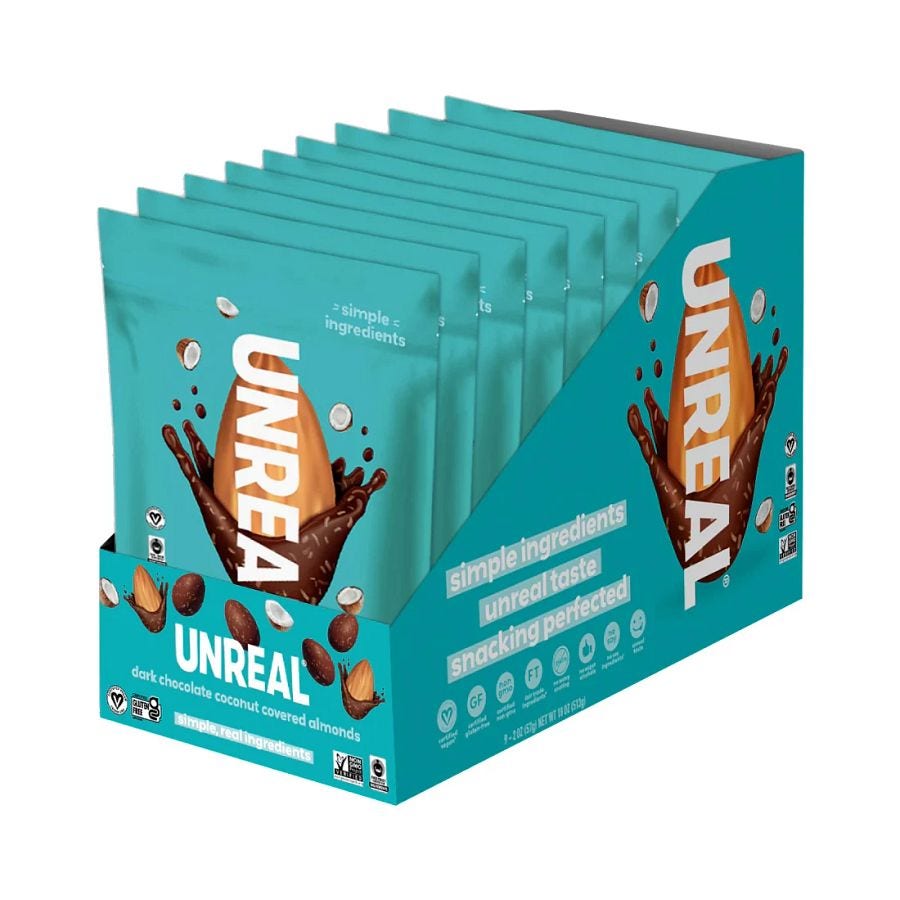 Unreal Dark Chocolate Coconut Almond Covered Almonds 9 (2 oz.) packs