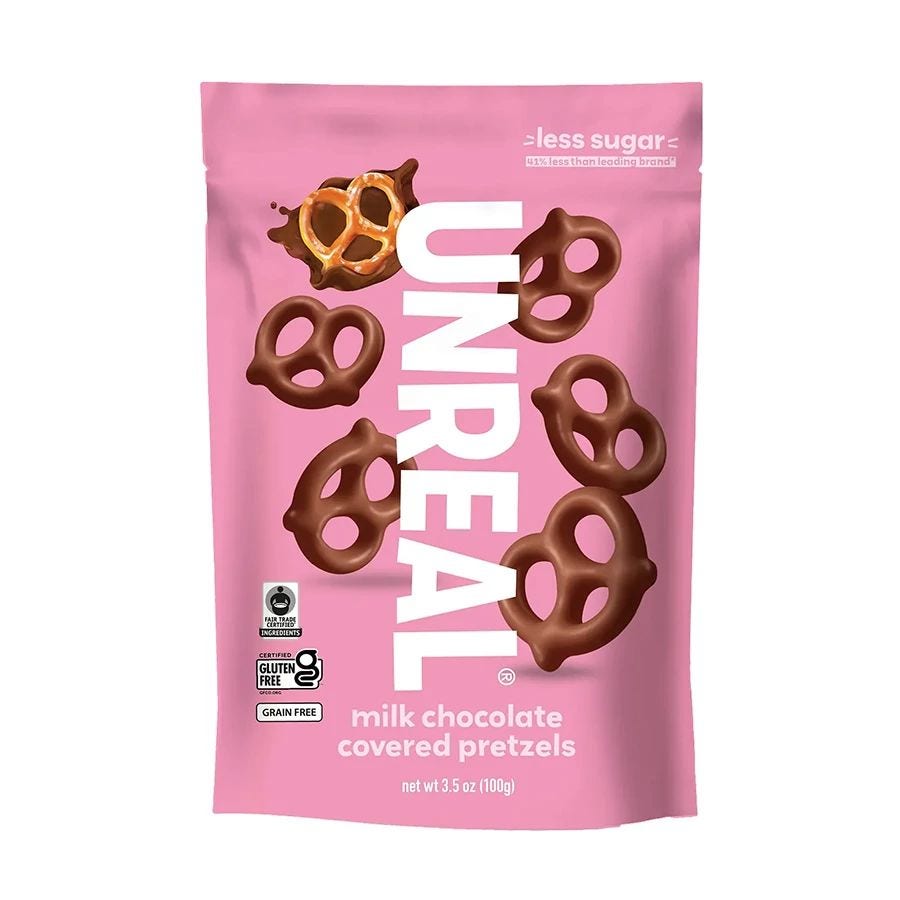 Unreal Milk Chocolate Covered Pretzels 3.5 oz.
